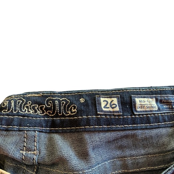 Miss Me 'Mid-Rise Easy Skinny' Womens Jeans Tag 26 Blue W29xL28 Stretch Western - Picture 5 of 13
